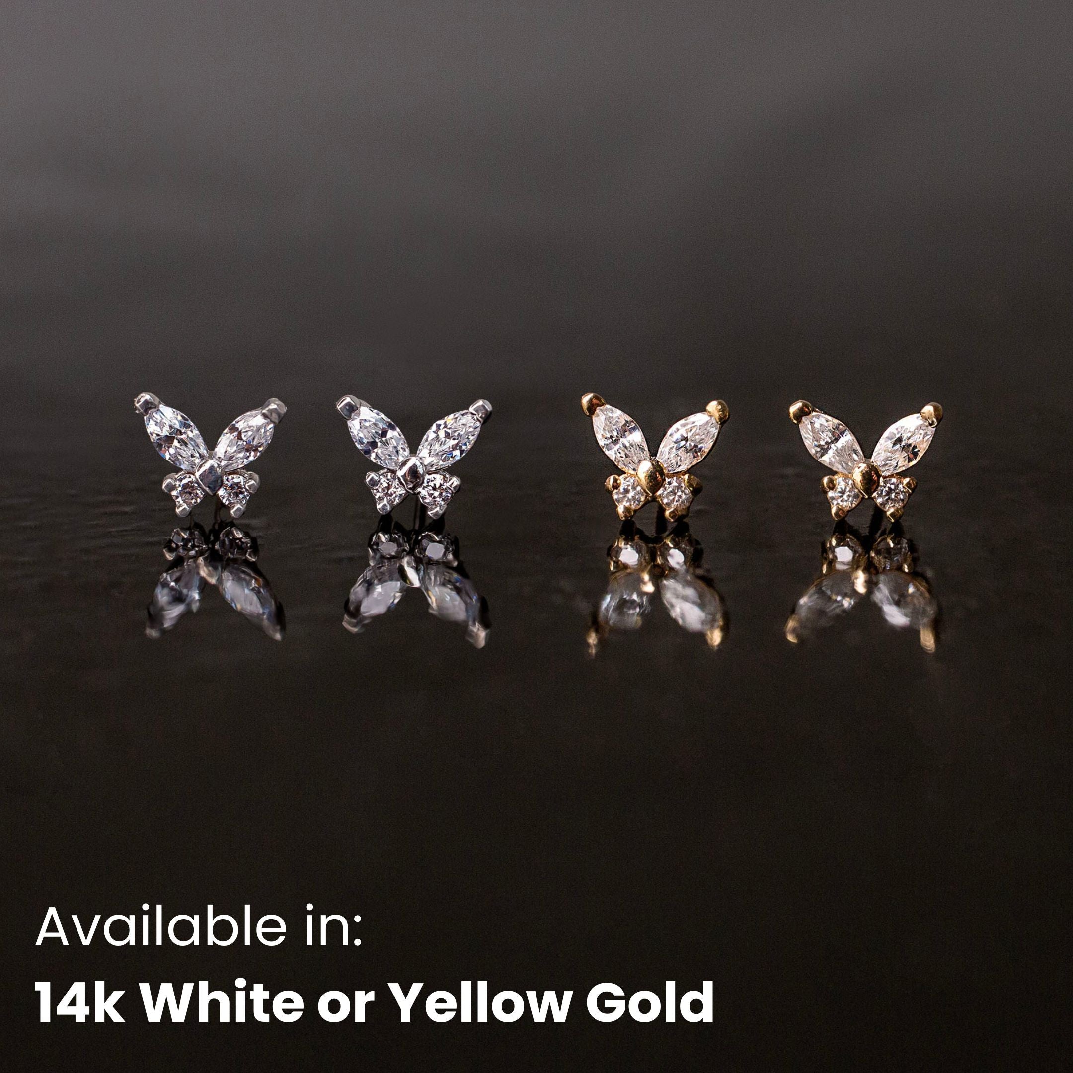 14k solid gold store butterfly earrings.