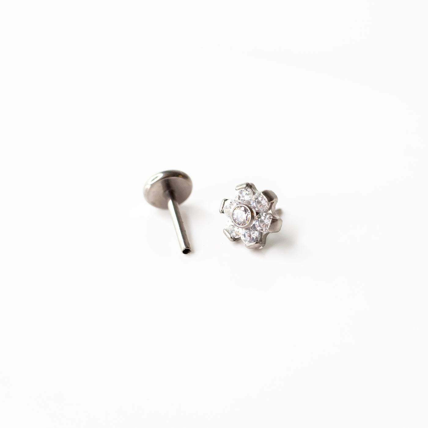Aster Crystal Flower Flat Back Sleeper Earrings - Seven Stones