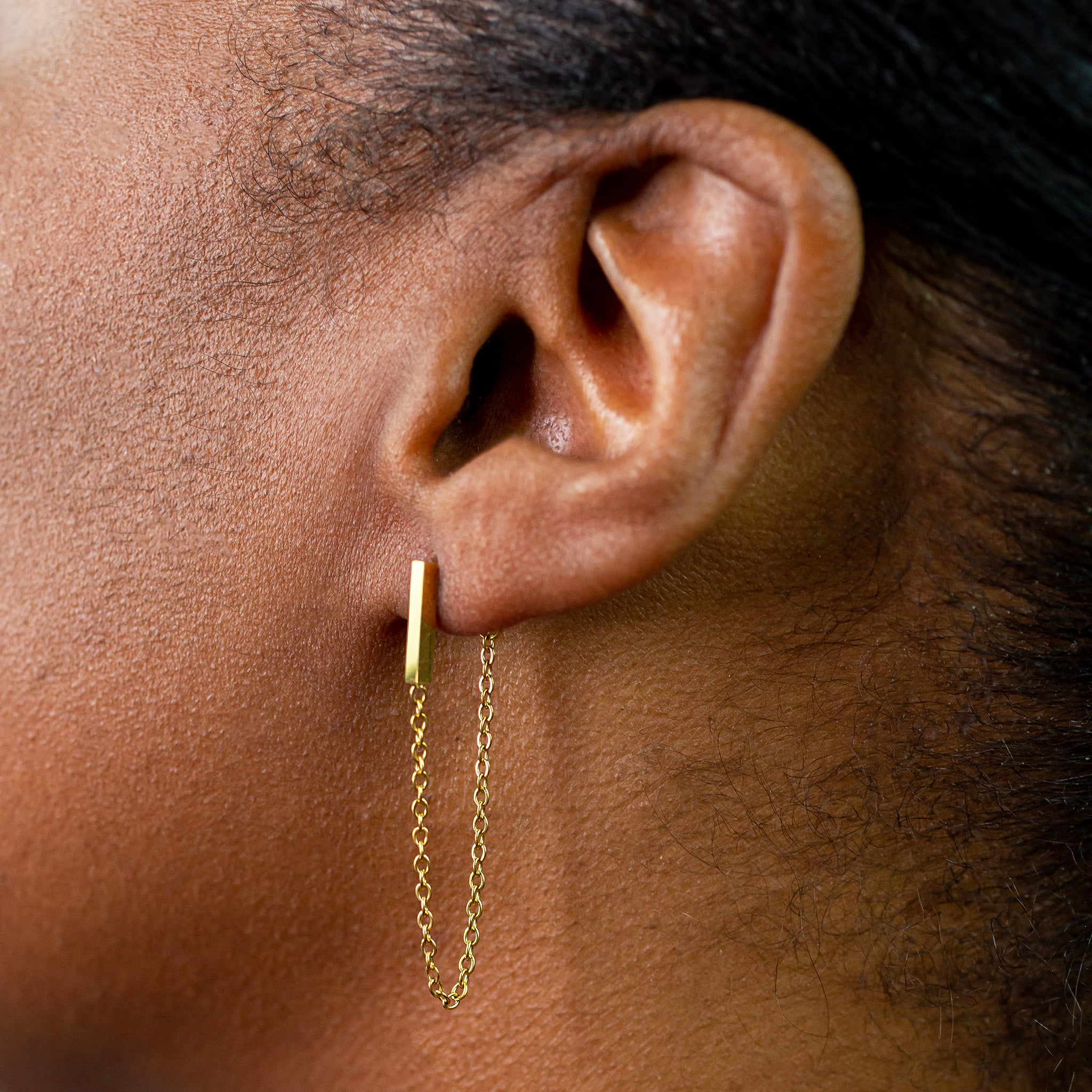 14k Yellow Gold Draped top Chain Star Earrings