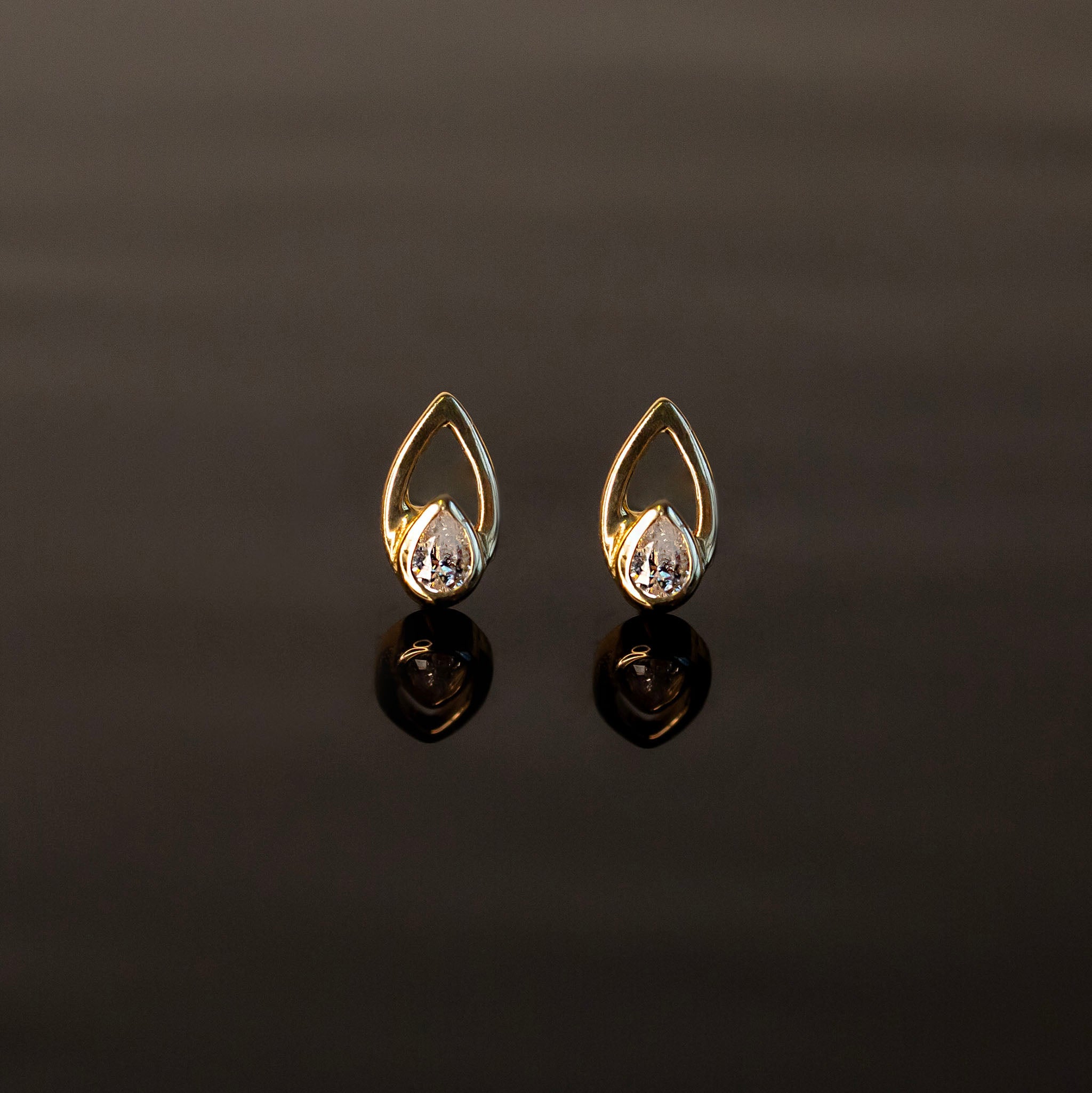 Echo CZ Flat Back Sleeper Earrings by Buddha Jewelry - 14k Solid