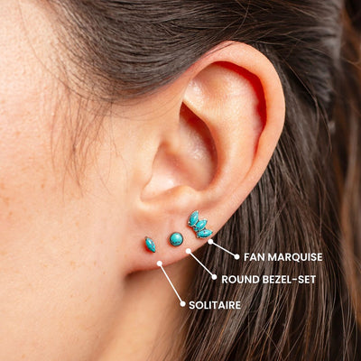 Turquoise Solitaire Marquise Flat Back Earrings