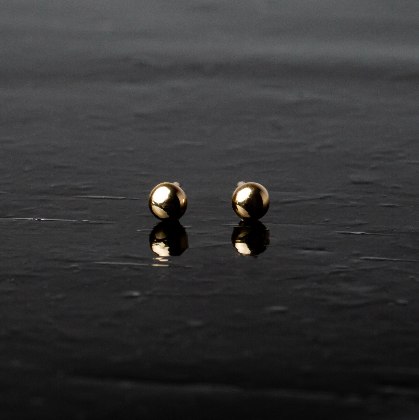 Gossamer Mini Sphere Flat Back Sleeper Earrings - 14K Solid Gold