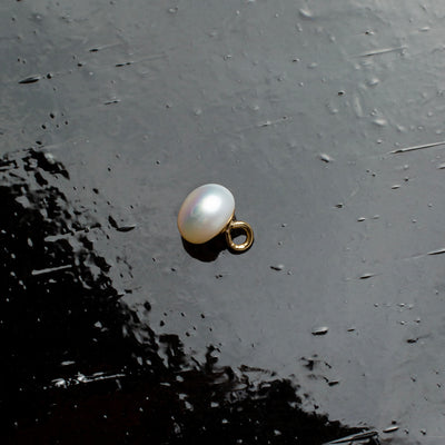 Single Freshwater Pearl Drop Huggie Charm - 14K Solid Gold