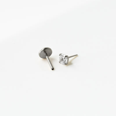 Solitaire Round Flat Back Nose Stud