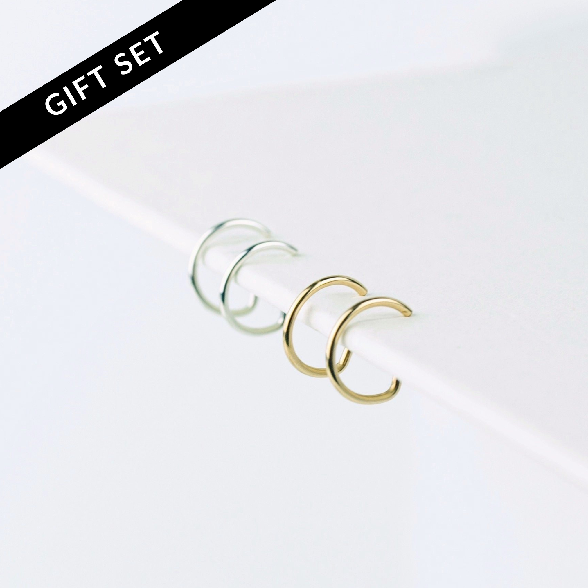 Gold Huggie Hoop Earrings Sterling Silver / 1 Pair - 10mm / 20 Gauge (Thicker)