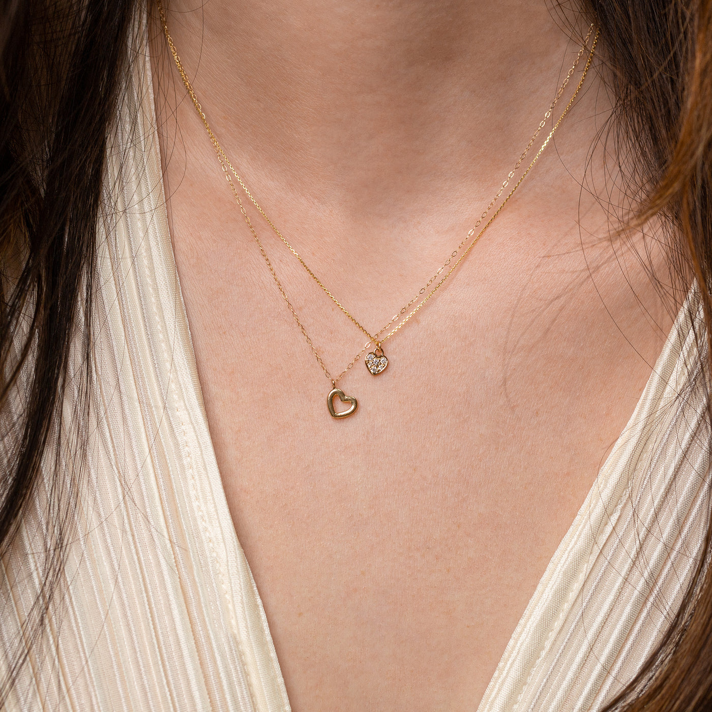 Diamond Pavé Heart Pendant Necklace - 14K Solid Gold