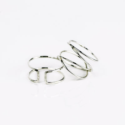 Woven + Double Band Ring Set