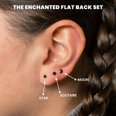 The Enchanted Flat Back Earrings Set - Limited Edition Titanium