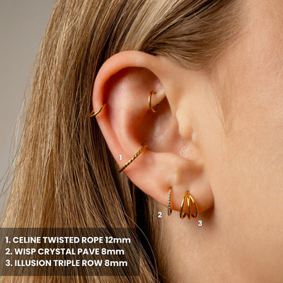 Celine Twisted Rope Hinged Titanium Segment Ring - Cartilage Hoop for Noses, Ears + More