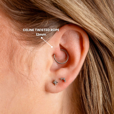 Celine Twisted Rope Hinged Titanium Segment Ring - Cartilage Hoop for Noses, Ears + More