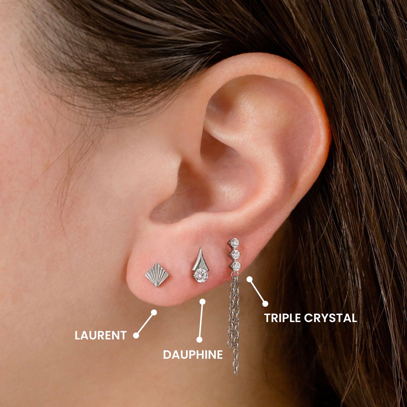 Dauphine Pointed Gem Flat Back Sleeper Earrings