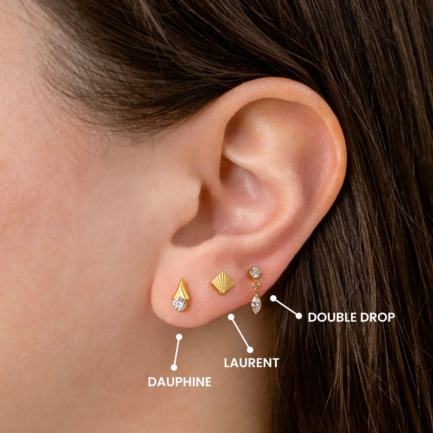 Dauphine Pointed Gem Flat Back Sleeper Earrings