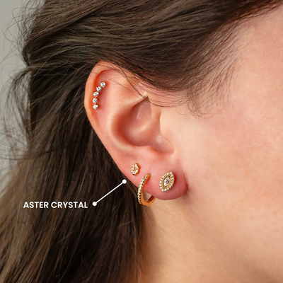 Aster Crystal Flower Flat Back Sleeper Earrings - Seven Stones