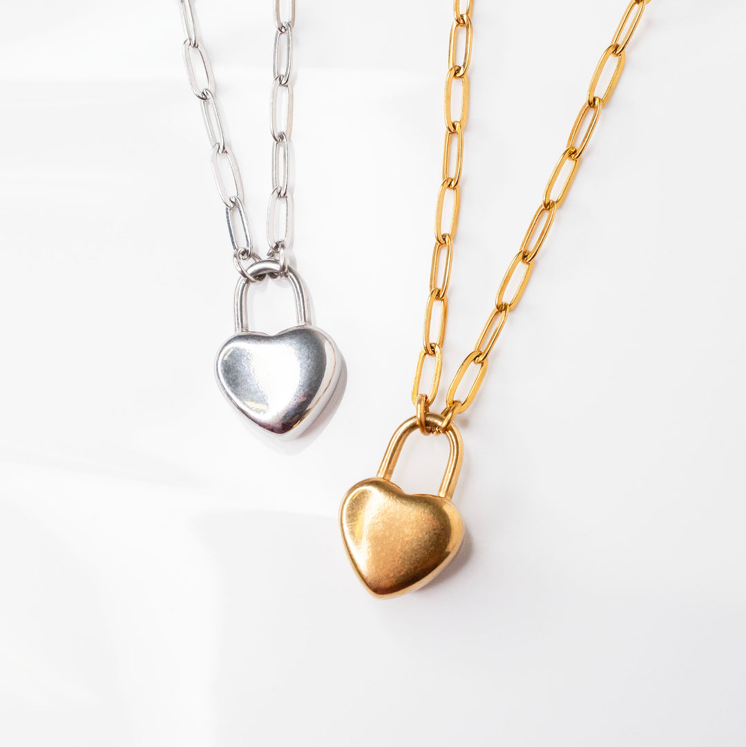 Ace Waterproof Heart Padlock Charm Necklace – Grayling