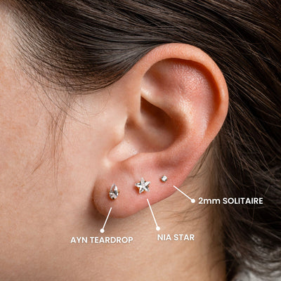 Ayn Prong Set Teardrop Titanium Flat Back Sleeper Earrings