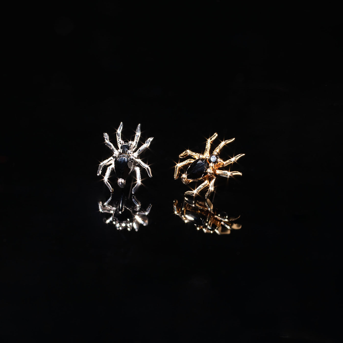 Arachne Gemmed Spider Flat Back Sleeper Earrings by Buddha Jewelry - 14k Solid Gold
