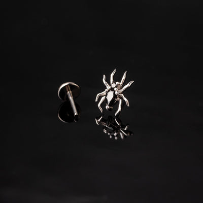 Arachne Gemmed Spider Flat Back Sleeper Earrings by Buddha Jewelry - 14k Solid Gold