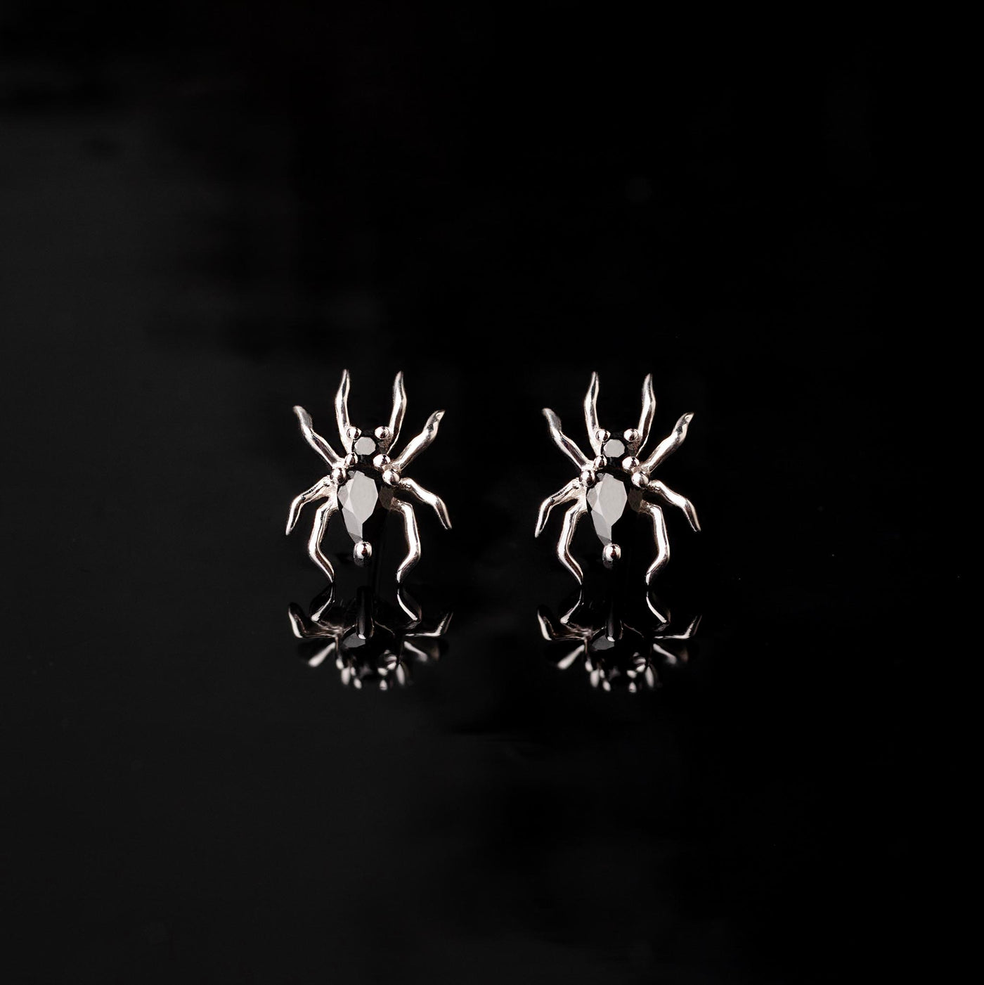 Arachne Gemmed Spider Flat Back Sleeper Earrings by Buddha Jewelry - 14k Solid Gold