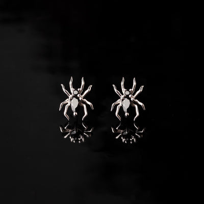 Arachne Gemmed Spider Flat Back Sleeper Earrings by Buddha Jewelry - 14k Solid Gold