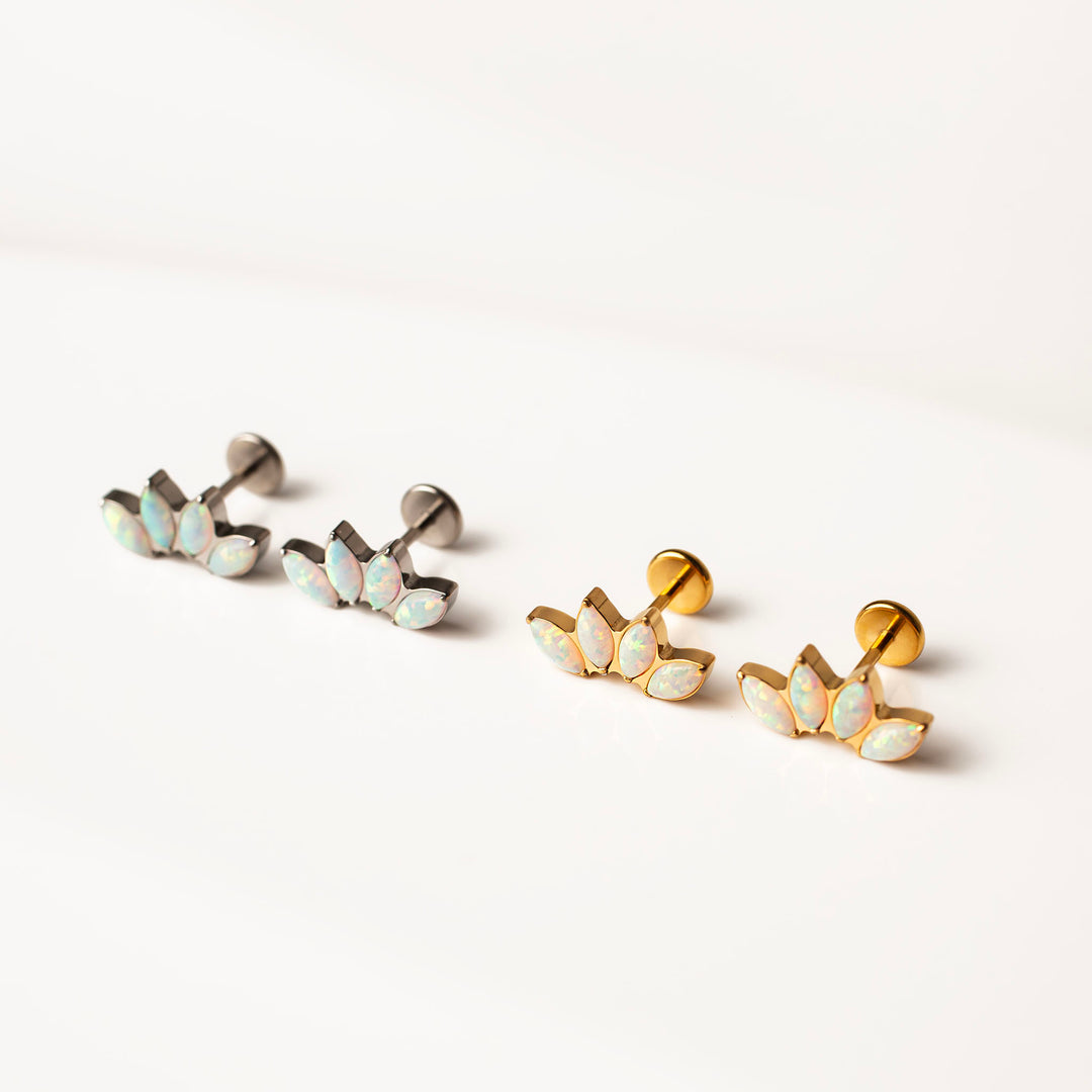 Aurora Arc Opal Titanium Flat Back Sleeper Earrings – Grayling