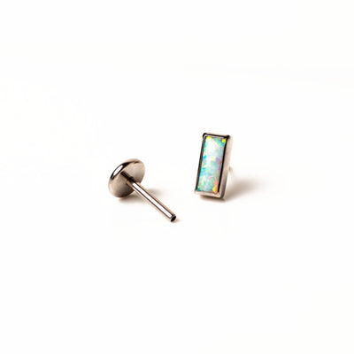 Aurora Baguette Opal Titanium Flat Back Sleeper Earrings