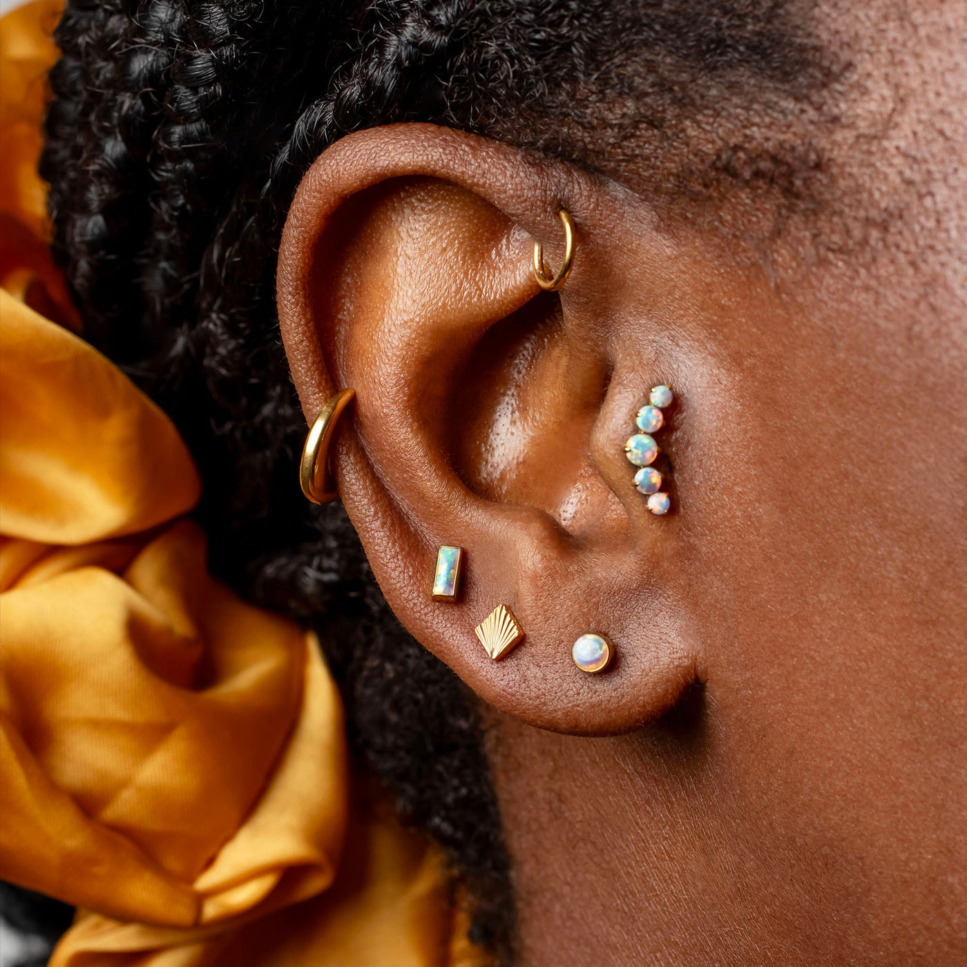 Aurora Baguette Opal Titanium Flat Back Sleeper Earrings