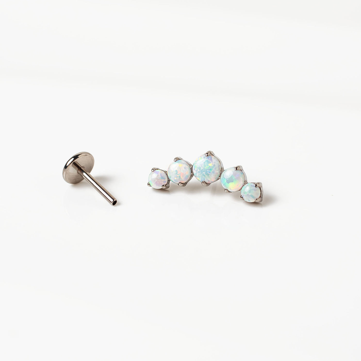 Aurora Curved Opal Row Titanium Flat Back Sleeper Earrings