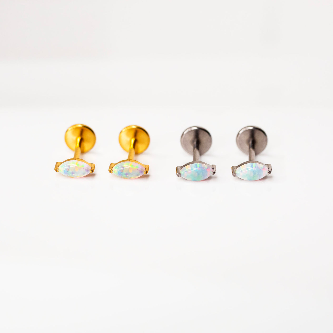 Aurora Marquise Solitaire Opal Flat Back Sleeper Earrings