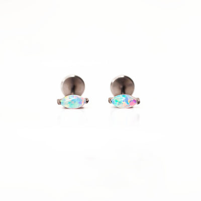 Aurora Marquise Solitaire Opal Flat Back Sleeper Earrings