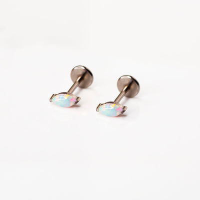 Aurora Marquise Solitaire Opal Flat Back Sleeper Earrings