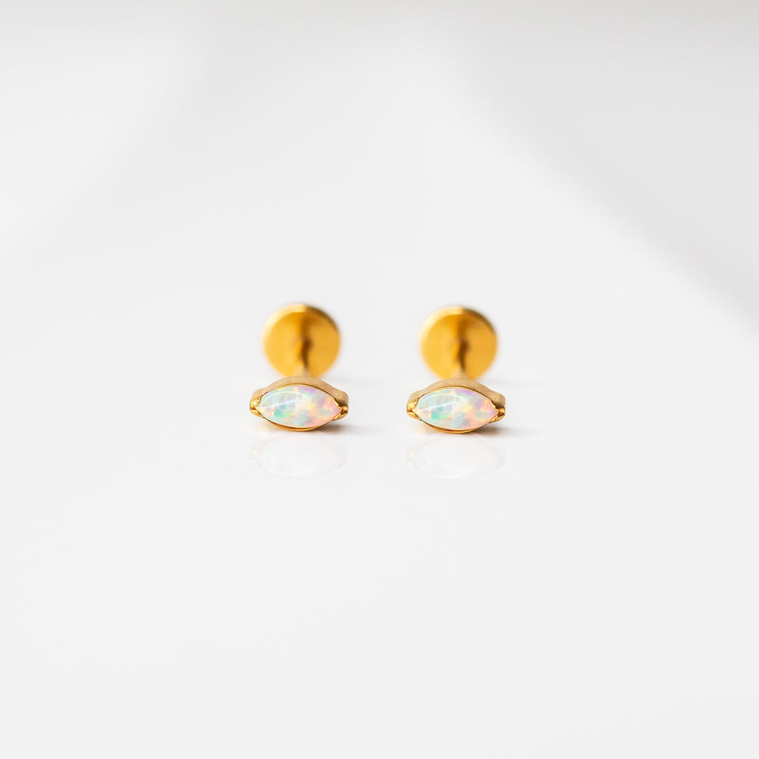 Aurora Marquise Solitaire Opal Flat Back Sleeper Earrings