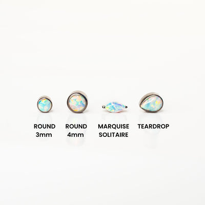 Aurora Round Opal Bezel Set Flat Back Sleeper Earrings