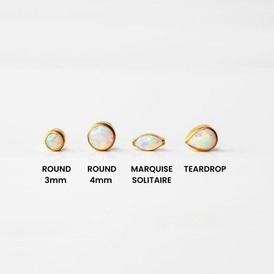 Aurora Marquise Solitaire Opal Flat Back Sleeper Earrings