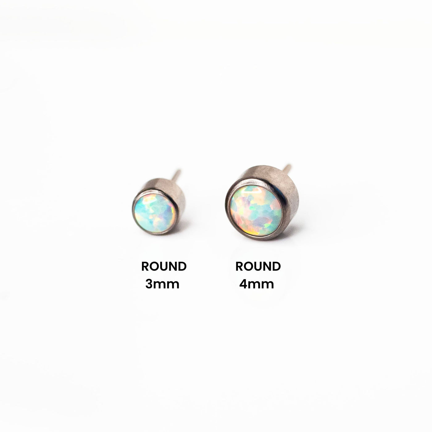 Aurora Round Opal Bezel Set Flat Back Sleeper Earrings