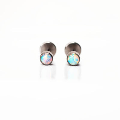 Aurora Round Opal Bezel Set Flat Back Sleeper Earrings