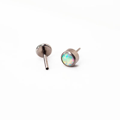 Aurora Round Opal Bezel Set Flat Back Sleeper Earrings