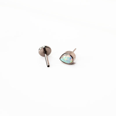 Aurora Teardrop Opal Bezel Set Flat Back Sleeper Earrings