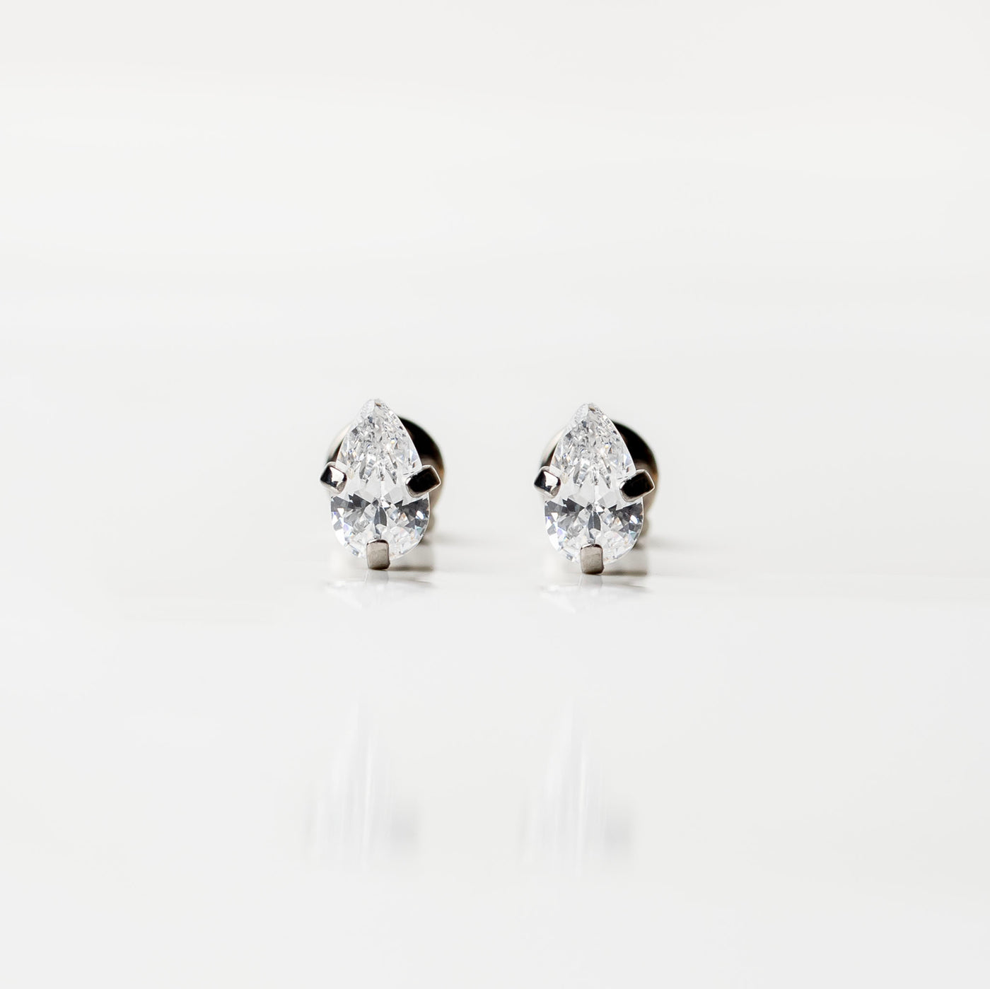 Ayn Prong Set Teardrop Titanium Flat Back Sleeper Earrings