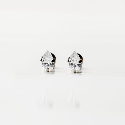 Ayn Prong Set Teardrop Titanium Flat Back Sleeper Earrings