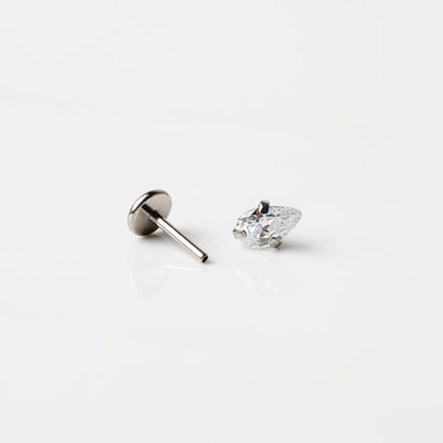Ayn Prong Set Teardrop Titanium Flat Back Sleeper Earrings