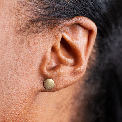 Brushed Circle Dot Stud Earrings