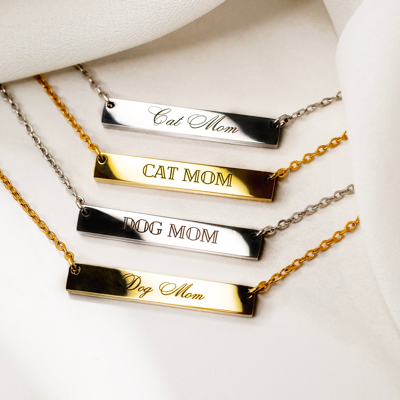 Engraved Bar Choker Cat Mom Horizontal Engraved Bar Necklace