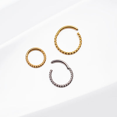 Celine Twisted Rope Hinged Titanium Segment Ring - Cartilage Hoop for Noses, Ears + More