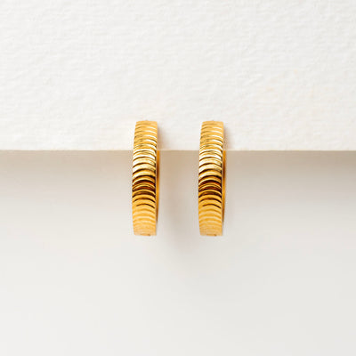 Cena Ridged Texture Locking Sleeper Hoops - Pair