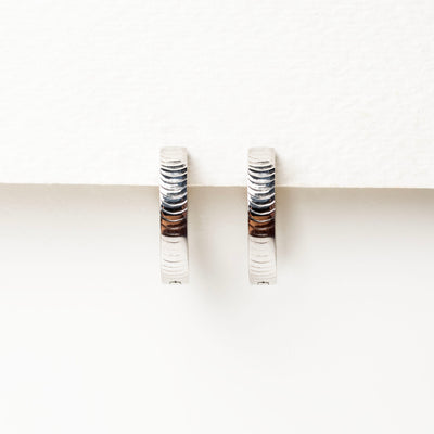 Cena Ridged Texture Locking Sleeper Hoops - Pair