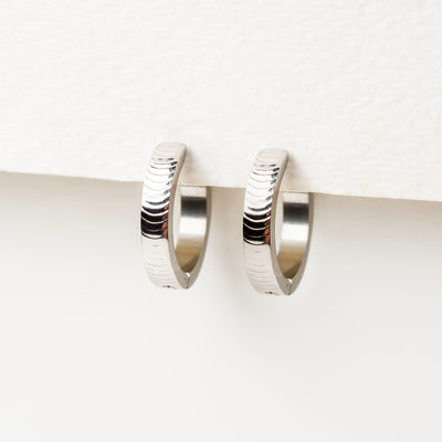 Cena Ridged Texture Locking Sleeper Hoops - Pair