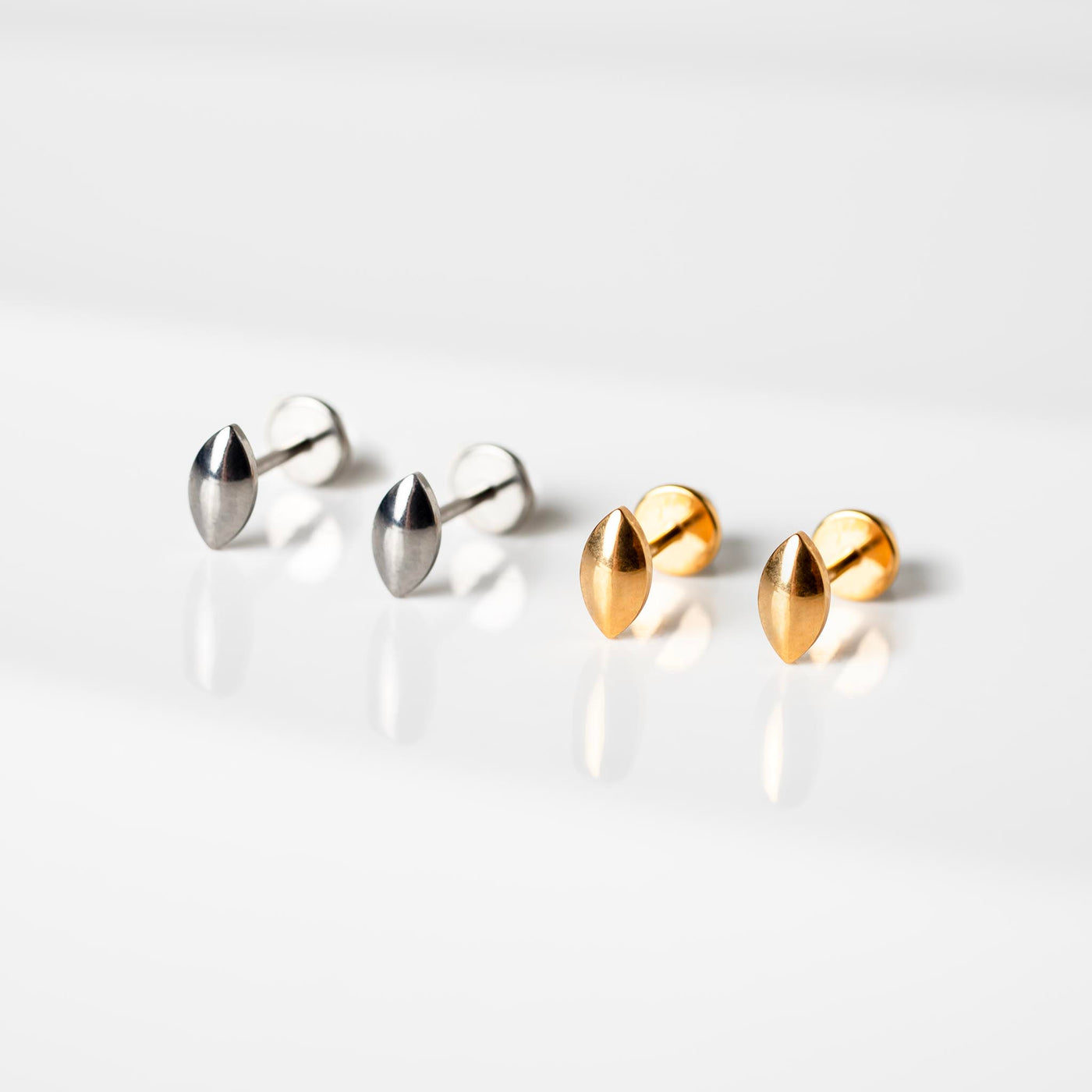 Crosby Domed Marquise Titanium Flat Back Sleeper Earrings