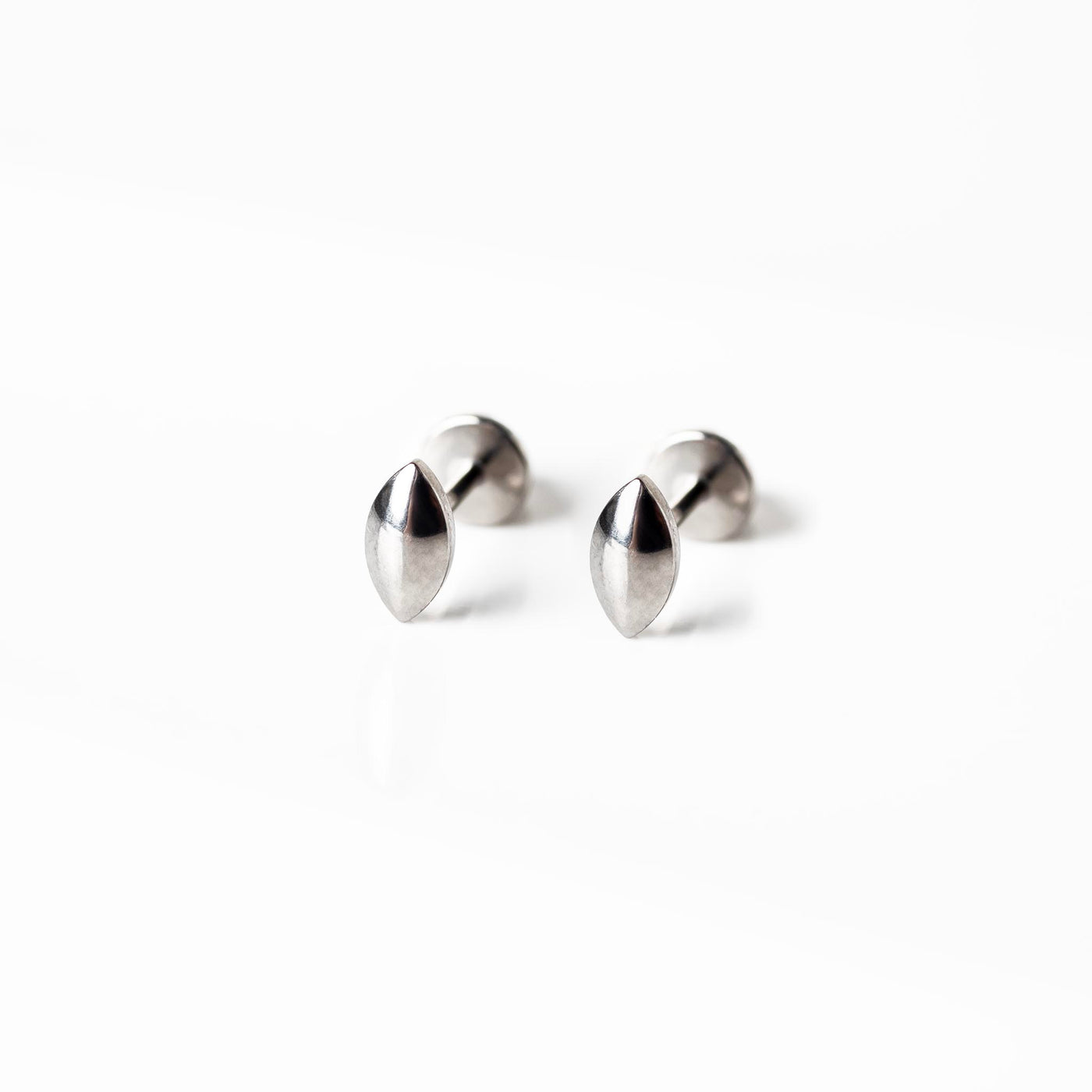 Crosby Domed Marquise Titanium Flat Back Sleeper Earrings