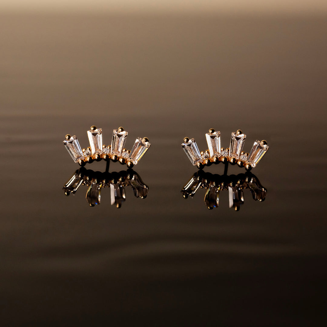 Jewelry Flat Back Rose Gold Earrings Crown Jewels Flat Back