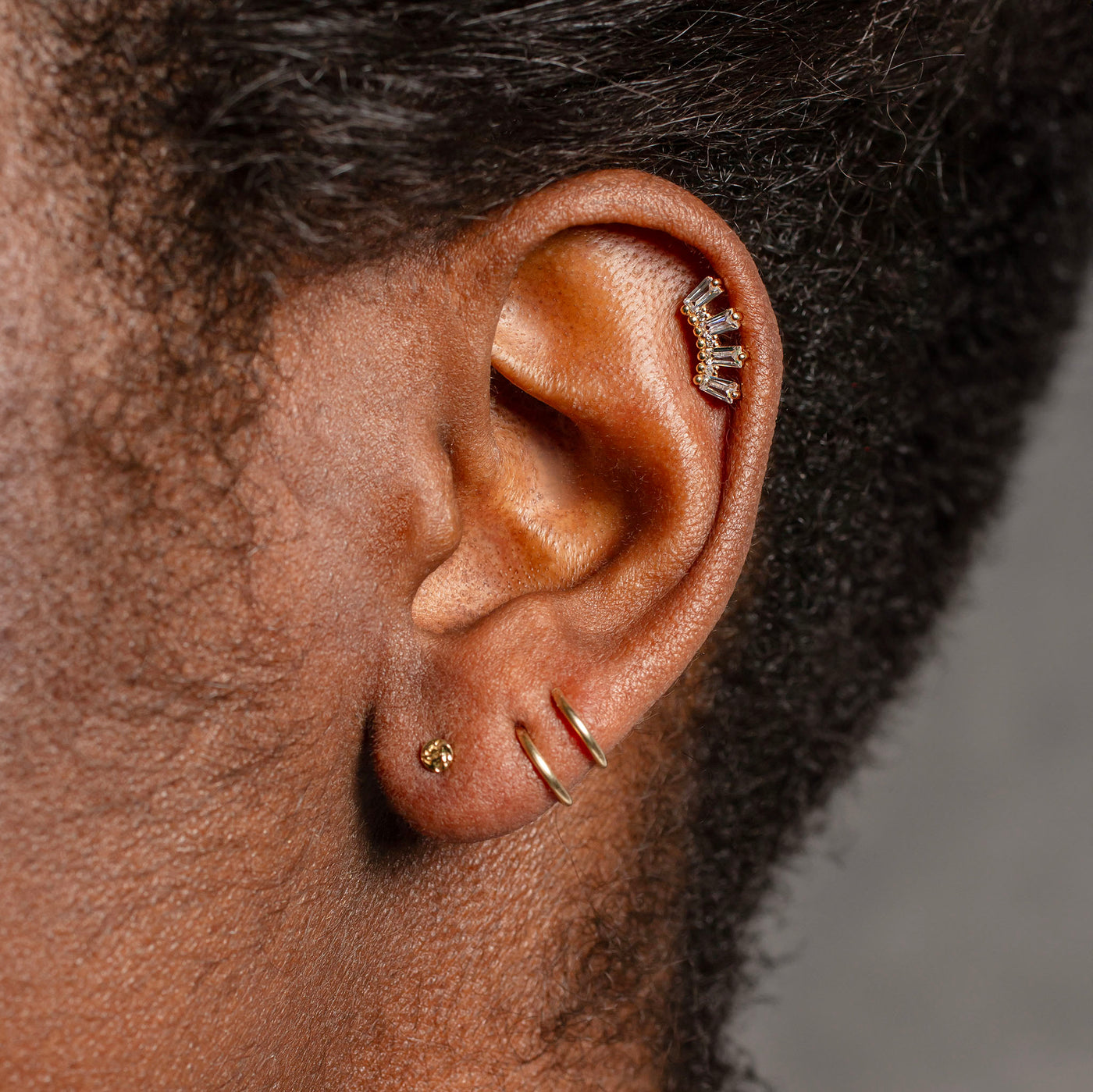 Crown Jewels Flat Back Sleeper Earrings by Buddha Jewelry 14k